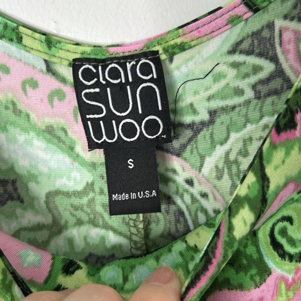 Clara Sun Woo Green Floral Paisley Sleeveless Jersey Dress - Picture 2 of 4
